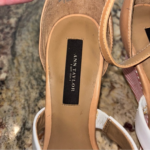 Ann Taylor Pink and White Wedge Sandals - Picture 7 of 10